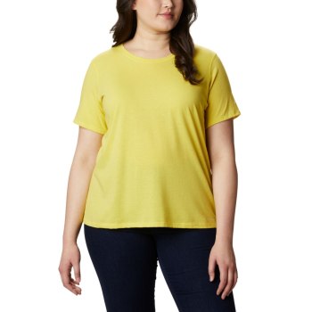 Columbia Solar Shield Short Sleeve Plus Size, Camiseta Amarillos Para Mujer | 392718-SKV